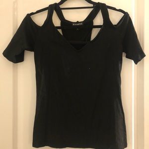 Black express top cut our shoulder size m